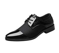 Celucke Derbyschuhe Herren Schnürhalbschuhe Spitz Derbys Hochzeit Party Smoking Schuhe Anzugschuhe Oxford Männer Lederschuhe Business-Halbschuh Schnürschuhe