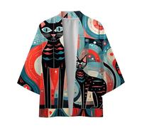 Celucke Hawaii Cardigan Männer Hemden Shirt 3/4 Arm Sommer 3D-Druck Funky Lose fit Freizeithemd Sommerhemd Leichtes Atmungsaktive Shirts Herrenhemd für Urlaub Strand