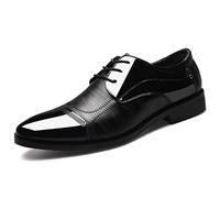 Celucke Herren Anzugschuhe Business Oxford Schuhe, Lederschuhe Schnürhalbschuhe Smoking Lackleder Hochzeit Derby Leder Brogue Schwarz Braun 38-47