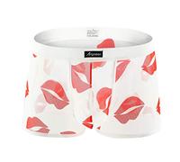 Celucke Herren Boxershorts EIS Seide Einfarbig Transparent Lippen Gedruckt, Männer Unterwäsche Slip Atmen Shorts Unterhose Bequem Briefs (Weiß, L)