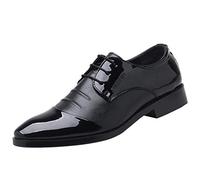 Celucke Herren Derby Schnürhalbschuhe Anzugschuhe Oxford Schuhe, Business Lederschuhe Smoking Lackleder Hochzeit Derby Leder Brogue