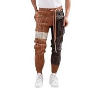 Celucke Herren Strickhosen Wollstrick Gestrickte Leggings Lange Sportleggings Herbst und Winter Winterhose Kordelzug Jogginghose Sporthose Herrenhose Gestrickte Hose Freizeithose