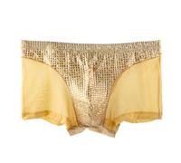 Celucke Herren Unterhosen Boxershorts Sexy Kleidung Unterhosen Funkelnde Pailletten Unterwäsche Durchscheinend Atmungsaktive Kurz Nachtwäsche Retroshorts Trunks Elastische Boxer Hipster
