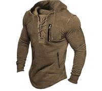 Celucke Hoodie Herren Kapuzenpullover Schnüren Slim Fit Einfarbige Langarm Sweatshirt Pulli Langarm Schwarzer Steampunk Gothic Pullover Shirt mit Kapuze Sweatshirt Slim Fit Mittelalter Hoody
