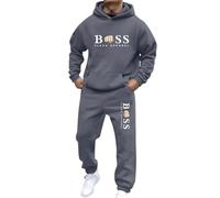 Celucke Jogginganzug Herren Trainingsanzug Boss Baumwolle Tracksuit Baggy Jogginghose Hoodie Mit Kapuze Langarm Anzug Streatwear Freizeitanzug Hausanzug 2-Teilig Fitness Sportanzug Set