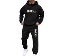 Celucke Jogginganzug Herren Trainingsanzug Boss Baumwolle Tracksuit Baggy Jogginghose Hoodie Mit Kapuze Langarm Anzug Streatwear Freizeitanzug Hausanzug 2-Teilig Fitness Sportanzug Set