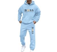 Celucke Jogginganzug Herren Trainingsanzug Boss Baumwolle Tracksuit Baggy Jogginghose Hoodie Mit Kapuze Langarm Anzug Streatwear Freizeitanzug Hausanzug 2-Teilig Fitness Sportanzug Set