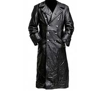 Celucke Lange Mantel Herren Ledermantel Kunstleder Lederjacke Gothic Mittelalter Halloween-Kostüm Vampirjäger Bikerjacke Winterjacke