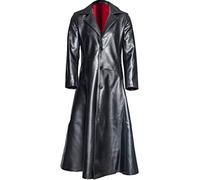 Celucke Lange Mantel Herren Ledermantel Kunstleder Lederjacke Gothic Mittelalter Halloween-Kostüm Vampirjäger Bikerjacke Winterjacke (Schwarz, XL)