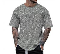 Celucke Pailletten Herren T-Shirt - Gold und Silber Paillettendruck Party Shirt mit Rundhalsausschnitt und Clubsnero-Motiv