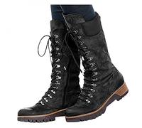 Celucke Schnürstiefel Damen Stiefelette Halbhohe Ankle Boots Stiefel Retro Stiefeletten Warme Winterstiefel mit Absatz Langschaftstiefel Schneestiefel Schuhe