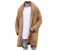 Celucke Strickjacke Herren Lang Cardigan Übergangsjacke Reverskragen Casual Oversize Freizeitjacke Winter Warmer Strickmantel Jacke Wolljacke Atmungsaktiv Mantel