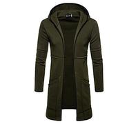 Celucke Strickjacke Herren Mittlere Länge Kapuzenjacke Lang Sweatjacke Langarm Hoodie Pullover Kapuzenpulli Jacken Sweatshirt Kapuzenjacke