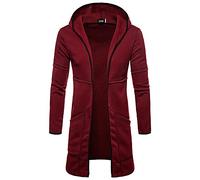 Celucke Strickjacke Herren Mittlere Länge Kapuzenjacke Lang Sweatjacke Langarm Hoodie Pullover Kapuzenpulli Jacken Sweatshirt Kapuzenjacke