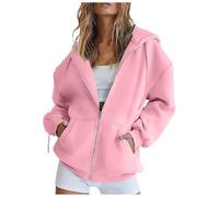 Celucke Sweatjacke Damen Oversize Winter Sweatshirt Jacke mit Kapuze Reissverschluss Hoodie Y2K Oversized Sweat Jacken Hoody Zipper Kapuzenjacke Lässige Bequeme Übergangsjacke