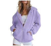 Celucke Sweatjacke Damen Oversize Winter Sweatshirt Jacke mit Kapuze Reissverschluss Hoodie Y2K Oversized Sweat Jacken Hoody Zipper Kapuzenjacke Lässige Bequeme Übergangsjacke