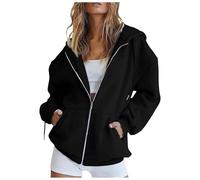 Celucke Sweatjacke Damen Oversize Winter Sweatshirt Jacke mit Kapuze Reissverschluss Hoodie Y2K Oversized Sweat Jacken Hoody Zipper Kapuzenjacke Lässige Bequeme Übergangsjacke