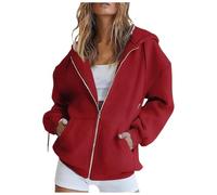 Celucke Sweatjacke Damen Oversize Winter Sweatshirt Jacke mit Kapuze Reissverschluss Hoodie Y2K Oversized Sweat Jacken Hoody Zipper Kapuzenjacke Lässige Bequeme Übergangsjacke