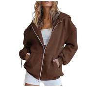 Celucke Sweatjacke Damen Oversize Winter Sweatshirt Jacke mit Kapuze Reissverschluss Hoodie Y2K Oversized Sweat Jacken Hoody Zipper Kapuzenjacke Lässige Bequeme Übergangsjacke