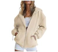 Celucke Sweatjacke Damen Oversize Winter Sweatshirt Jacke mit Kapuze Reissverschluss Hoodie Y2K Oversized Sweat Jacken Hoody Zipper Kapuzenjacke Lässige Bequeme Übergangsjacke