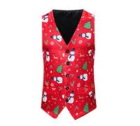Celucke Weste Herren Weihnachtsweste Slim Fit V-Ausschnitt Weihnachten Anzugweste Ärmellose Elegant Business Top