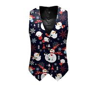 Celucke Weste Herren Weihnachtsweste Slim Fit V-Ausschnitt Weihnachten Anzugweste Ärmellose Elegant Business Top