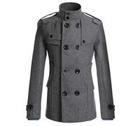 Celucke Wollmantel Herren Kurz Zweireihiger Mäntel Casual Winter Dufflecoats Männer Warmer Business Coat Slim Fit Jacke Baumwollfutter Dicker Winddichte Wintermantel Übergangsjacke