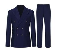 Cenne Des Graoom Herren Slim Fit 2 Teilig Anzug Zweireihig Business Hochzeit Prom Anzüge Blazer Smoking & Hose, Navy, 50