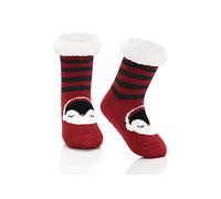 Century Star Kuschelsocken Kinder Stoppersocken Thermosocken Wintersocken Haussocken für Jungen und Mädchen Roter Pinguin 3-5 Jahre