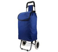 Cepewa Stabiler großer Einkaufstrolley 45 L Leichter multifunktionaler Einkaufskorb mit robusten Rollen und Klapp Gestell (blau)