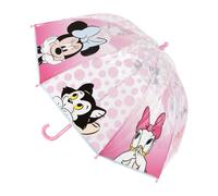 Minnie Mouse Kinder-Regenschirm für Mädchen, transparent, Rosa, 45 cm, 100% POE, manuelle Öffnung und robuste Glasfaserstruktur, offizielles Disney-Lizenzprodukt für Regen und Spaziergänge
