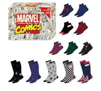 CERDÁ Geschenkbox mit 12 Paar Marvel-Socken - Größe 40/46 | 98 % Polyester, 2 % elastisch | exklusive Redstring-Edition | originelle Designs Ihrer Lieblingsfiguren, bunt, 40