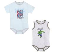 CERDÁ LIFE'S LITTLE MOMENTS - Baby Bodys 2 Stk. Junge | Sommer Body Babys 100% Baumwolle mit der Figuren von Captain America und Hulk - Offizielle Lizenz Marvel