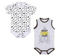 CERDÁ LIFE'S LITTLE MOMENTS - Baby Bodys 2 Stk. Junge | Sommer Body Babys 100% Baumwolle mit der Figuren von Darth Vader, Luke Skywalker & Princess Leia - Offizielle Lizenz Star Wars