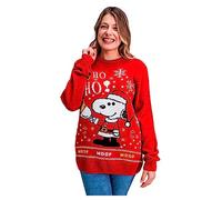 CERDÁ LIFE'S LITTLE MOMENTS Damen Snoopy Damenstrickpullover mit Rundhalsausschnitt und Langen Ärmeln, Trikot-Stil, offizielle Lizenz, rot, S