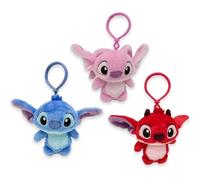 CERDÁ Life's Little Moments Disney Stitch, Engel und Leroy Plüsch-Schlüsselanhänger mit Kunststoffhaken - Kinderzubehör für Rucksäcke, Taschen und Federmäppchen - weich, leicht und offiziell