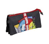 CERDÁ LIFE'S LITTLE MOMENTS - Estuche Escolar 3 Compartimentos Niño de Avengers Podrá Llevar Todo EL Material Escolar Necesario para Primaria - Licencia Oficial Marvel, Negro, 2100003841