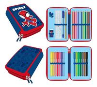 CERDÁ LIFE'S LITTLE MOMENTS Federmäppchen mit Zubehör Spidey mit Filzstiften, Bleistiften und Kugelschreibern | Schulmäppchen für Kinder mit Marvel-Design, Spidey, 12.5x19.5x4.5 cm, Lizenzprodukt