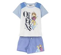 CERDÁ LIFE'S LITTLE MOMENTS Frozen T-Shirt und Shorts - Weiß und Blau - Größe 5 Jahre - Hergestellt aus 220 g/m² Baumwolle und Polyester - Elsa und Anna Druck - Original Produkt entworfen in Spanien