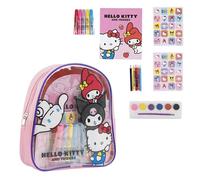 CERDÁ LIFE'S LITTLE MOMENTS Hello Kitty Kinderrucksack mit Malset, Stickern und Malbuch | Hello Kitty Rucksack mit kreativen Accessoires, ideal für Mädchen und Hello Kitty Fans