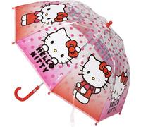 Handlicher Regenschirm Poe Bulle Hello Kitty - Regenschirm für Kinder mit Kuppelmuster, transparent, stark und sicher, mit Illustrationen von Hello Kitty für Mädchen, die sich stilvoll schützen wollen