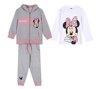 CERDÁ LIFE'S LITTLE MOMENTS Mädchen 3-teiliges Minnie Maus, Sweatshirt, Trainingshose und langärmliges T-Shirt, offizielle Lizenz Trainingsanzug, Gris, 3-4 Jahre