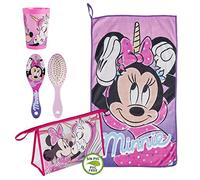 CERDÁ LIFE'S LITTLE MOMENTS - Minnie Mouse Kulturbeutel Kinder Durchsichtig | Toilettenbeutel Set [ Plastikbecher + Haarbürste + Mikrofasertuch ] - Offiziell Lizenziert von Disney, Rosa