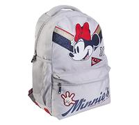 CERDÁ LIFE'S LITTLE MOMENTS, Mochila Minnie Mouse con Bolsillo Frontal y Malla Lateral para Botella | Colección Escolar Estampada-Licencia Oficial Disney para Niñas, Gris, Estándar