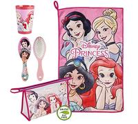 CERDÁ LIFE's LITTLE MOMENTS - Neceser Infantil Transparente de Princesas Disney Compuesto de [ Vaso de Plástico Cepillo de Pelo Toalla Microfibra] Licencia Oficial Disney, Rosa