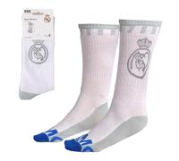 CERDÁ LIFE'S LITTLE MOMENTS Real Madrid Offizielle Sportsocken, Größe 38-45, Weiß und Grau, mit Club-Logo, blaue Zehenkappe