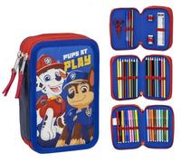 CERDÁ LIFE'S LITTLE MOMENTS Schulmäppchen für Kinder, Paw Patrol, Blau, Reißverschluss, 12,5 x 6,5 x 19,5 cm, 3 Fächer, inklusive Zubehör, Originalprodukt, entworfen in Spanien, blau, Federmäppchen