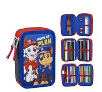 CERDÁ LIFE'S LITTLE MOMENTS Schulmäppchen für Kinder, Paw Patrol, Blau, Reißverschluss, 12,5 x 6,5 x 19,5 cm, 3 Fächer, inklusive Zubehör, Originalprodukt, entworfen in Spanien, blau, Federmäppchen