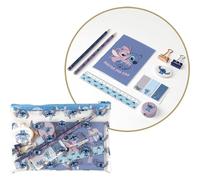 CERDÁ LIFE'S LITTLE MOMENTS - Set Papeleria Escolar Stitch Incluye Estuche Transparente 27 x 14 cm, Cuaderno A6, Lapiz, Lapiz de Color, Sacapuntas, Goma, Regla, Notas Adhesivas y 2 Clips Metálicos