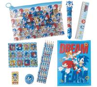 CERDÁ LIFE'S LITTLE MOMENTS Sonic Schreibwaren-Set mit Bleistiften, Radiergummi, Lineal, Spitzer, Notizblock und Federmäppchen für die Schule